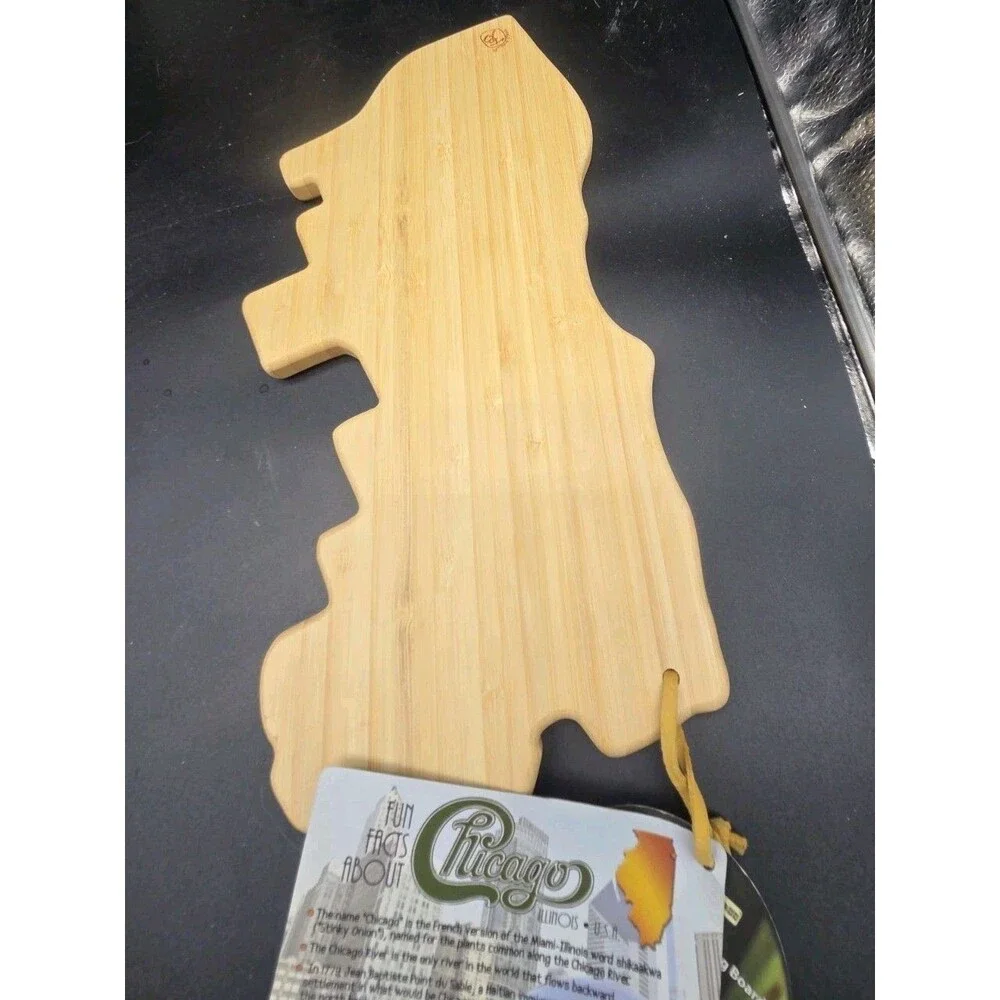 Chicago Neighborhood Map Bamboo Cutting Charcueterie Board NWT